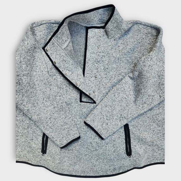 J.jill Fit Sweater Women's 3X Gray Fleece Pullover Zip Pockets Mock neck Active - Picture 2 of 8